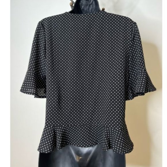 Jules & Leopold Womens Ruffle Sleeve Polka Dot Top Blouse Size S Black - Picture 3 of 5
